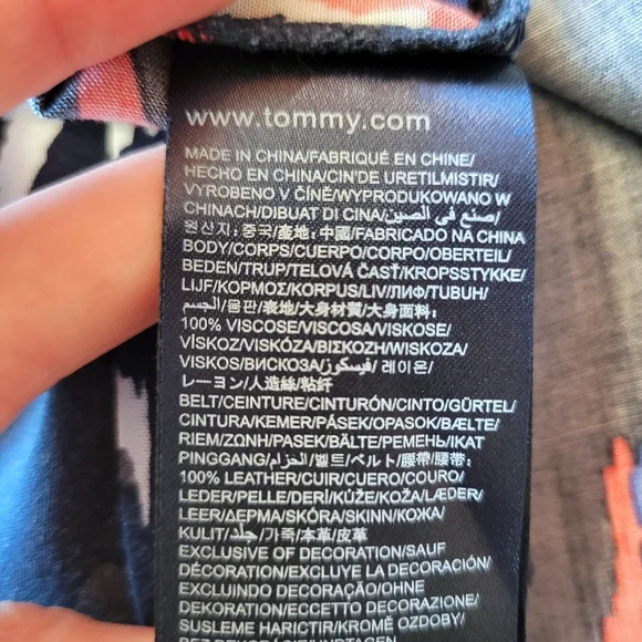 Like New RARE Hilfiger Denim Maxi Dress String Belt Abstract Black Blue XS - Picture 12 of 12